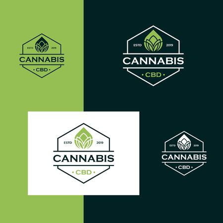 cbd oil cannabis logo design labelのイラスト素材