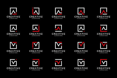 monogram logo set initial letter A, V. collection icon for business, company and personal branding.のイラスト素材