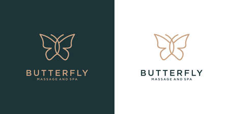 Luxury Butterfly logo design with clean linesのイラスト素材