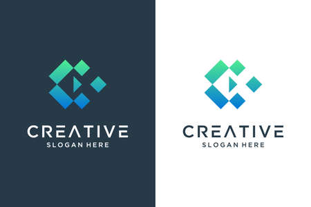 Abstract creative letter C logo design technologyのイラスト素材