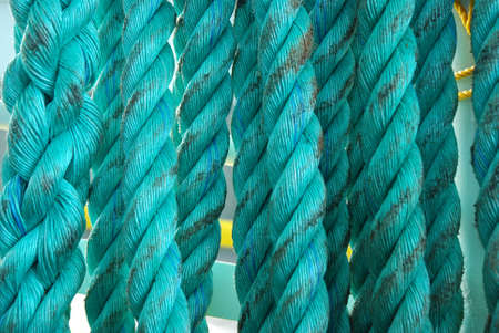 Aqua Green Hanging Nautical Ropeの写真素材
