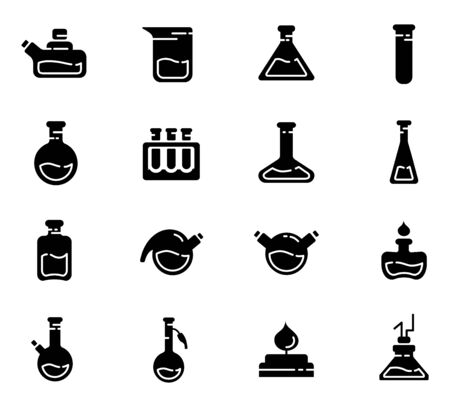 Laboratory Flasks Icon Setのイラスト素材