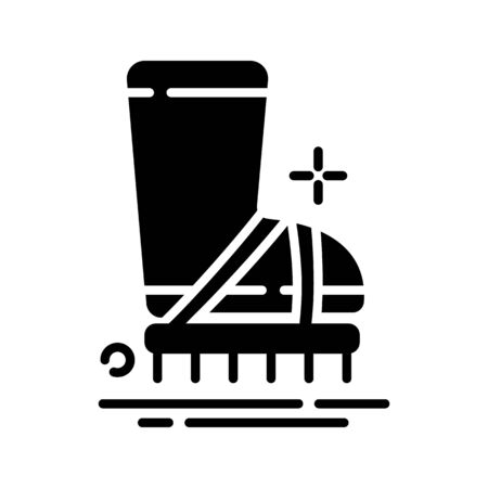 Lawn care and aeration - glyph icon or black silhouette, lawn grass service, gardening and landscaping, isolated simple sing with aerating shoes or boots  on white background, vector for web, appのイラスト素材