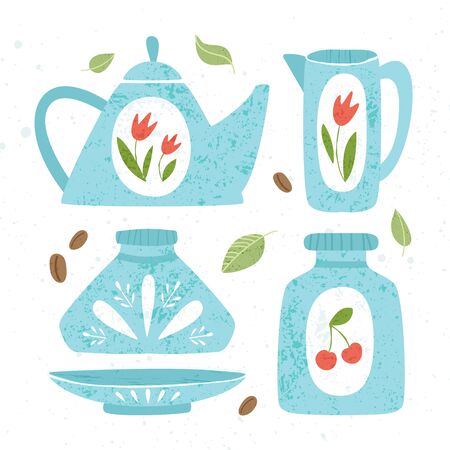 Kitchen utensil, kitchenware design elementsのイラスト素材