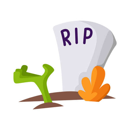 Halloween cartoon scary grave or coffin, traditional holiday symbol, isolated single element on white backgroundのイラスト素材