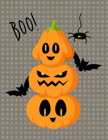 Halloween cartoon greeting card or nursery posterのイラスト素材