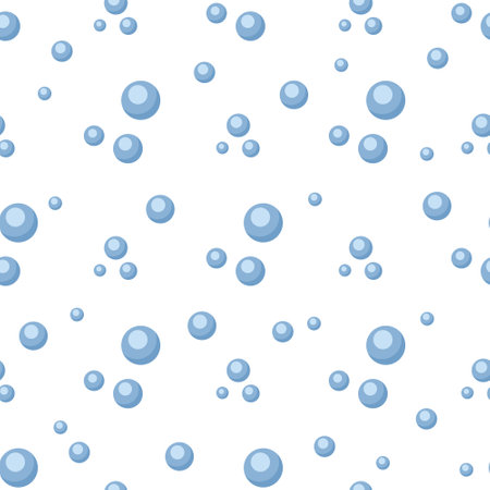 Water bubbles seamless pattern - cartoon abstract nautical seamless digital paper, vector cute simple undersea background for kids textile, scrapbooking, wrapping paperのイラスト素材