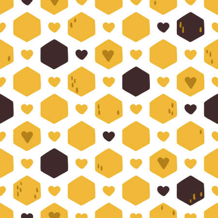 Honeycomb abstract kids seamless pattern, honey bee digital paper, cartoon summer nursery seamless backgroundのイラスト素材