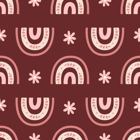 Spring pastel rainbow boho kids seamless pattern or digital paperのイラスト素材