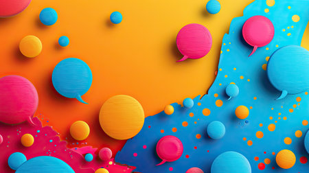 Pop art bright abstract background with geometric shapes and speech bubbles, retro comic book style funny cartoon cover, banner, pattern, AI generatedの素材