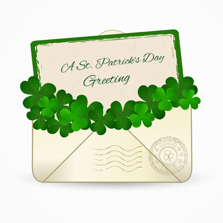 A St. Patrick Day greeting mail envelope. Vector illustration.のイラスト素材