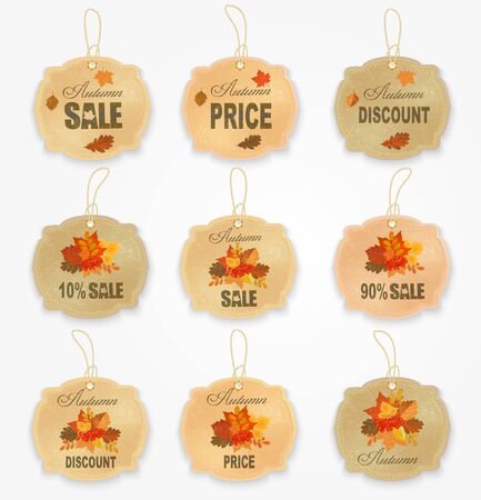vintage autumn sale sticker with autumn leaves.のイラスト素材