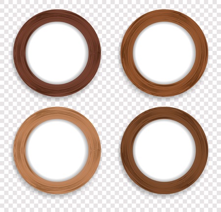 Round wooden vector photo frame collection. Vector illustration.のイラスト素材