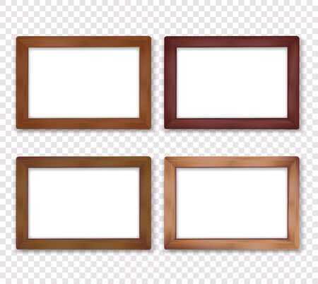 Wooden square photo frame collection Vector illustrationのイラスト素材