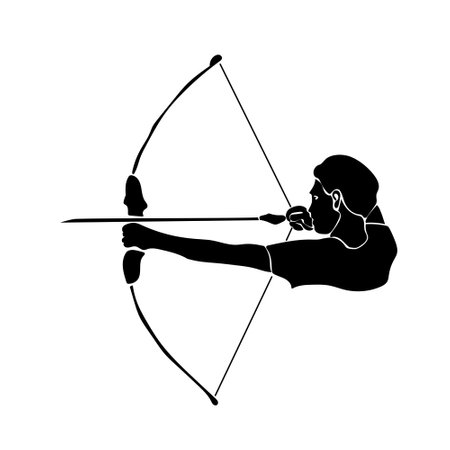 Zodiac sign Sagittarius silhouette, one of the 12 horoscope signs, man shooting a bow vector illustrationのイラスト素材