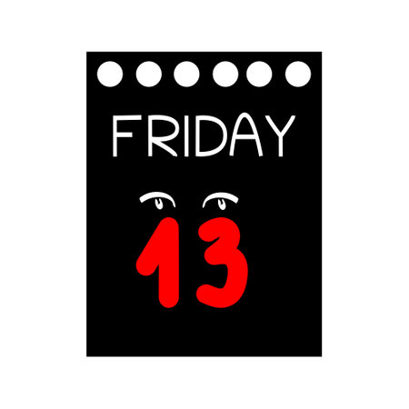 Friday the 13th, Black calendar sheet with sharp numbers and an outline of the eyes vector illustrationのイラスト素材