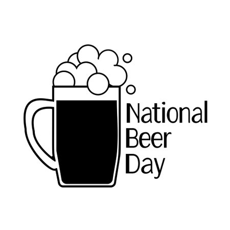 National Beer Day, Silhouette of glass with foam drink, concept for poster or banner vector illustrationのイラスト素材