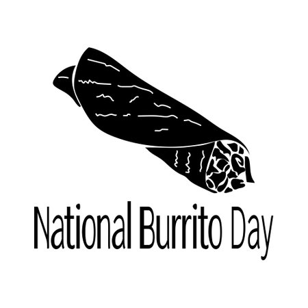 National Burrito Day, silhouette of traditional mexican food and themed inscription, for poster or banner vector illustrationのイラスト素材