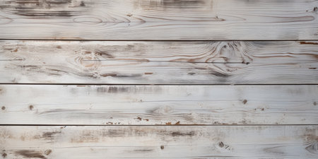 Whitewashed aged wooden planks texture with natural grain details, distressed horizontal boards.の素材