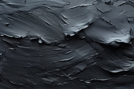 Background with large rough strokes blend of black acrylic paint, abstract artwork pallet knife paint on canvas.の素材