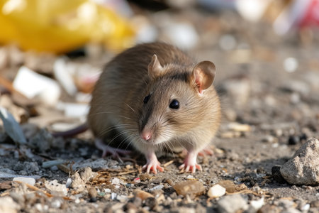 Rat rodent feeds on city garbage dump, an environmental and health problem in big towns.の素材