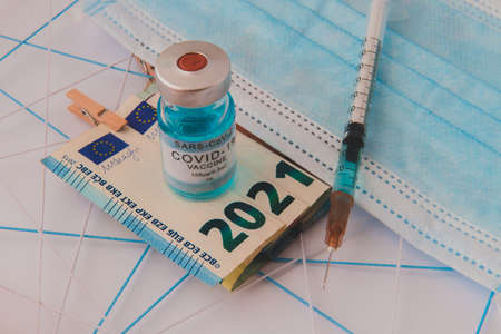 Concept for economy finance budget investment and business New year 2021  vaccination over the world Air travel in 2の写真素材