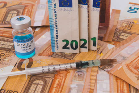Concept for economy finance budget investment and business New year 2021  vaccination over the world Air travel.の写真素材