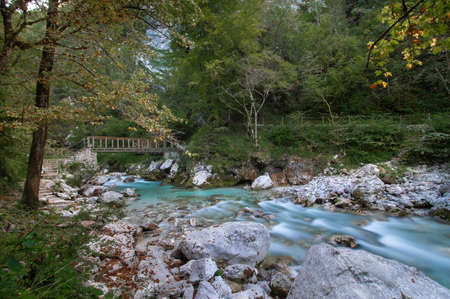 Natural beauty of Tolmin gorges,  nature, Slovenia, Tolmin canyon, Soca Valley, Get away from Covid- 19, Long exposureの写真素材