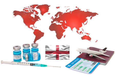 Coronavirus SARS CoV 2 and VUI 20201201, Save air travel during COVID-19, PCR and Antigen rapid test, Air travel in 2021, Vaccination passportの写真素材