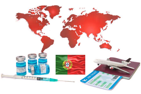 Coronavirus SARS CoV 2 and VUI 20201201, Save air travel during COVID-19, PCR and Antigen rapid test, Air travel in 2021, Vaccination passportの写真素材