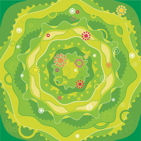 green garden with many flowersのイラスト素材