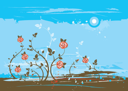 Background with many roses, vector illustrationのイラスト素材