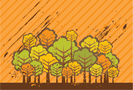 Illustration with many color trees, vector illustrationのイラスト素材
