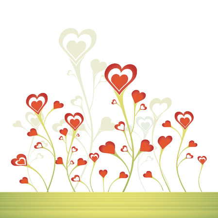 Lovely garden of red hearts,  vectorのイラスト素材