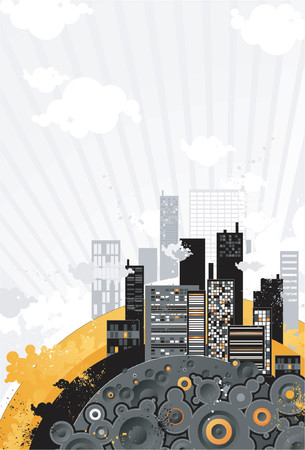 Urban background with many different black  circles,vector illustrationのイラスト素材