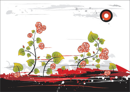 Background with many roses on white background,vector illustrationのイラスト素材
