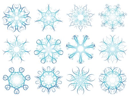 twelve snowflakes,vector illustrationのイラスト素材