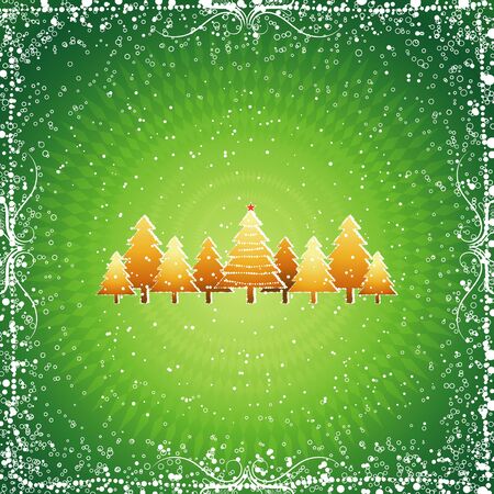 christmas card with tree and snow, vectorのイラスト素材