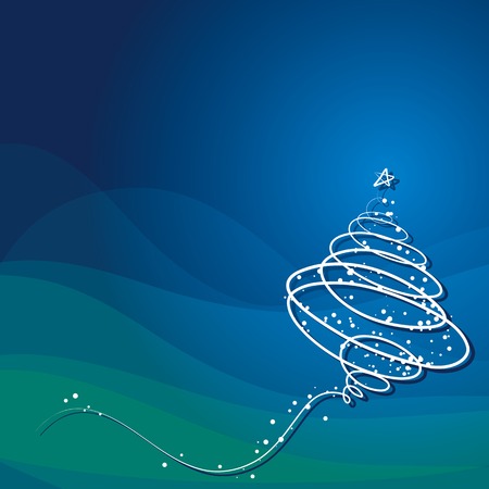 christmas tree on blue  background, vector illustrationのイラスト素材