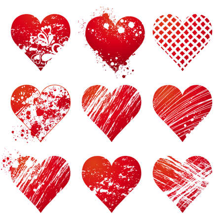 nine lovely red heart, vector illustrationのイラスト素材