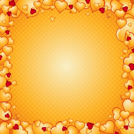 lovely golden background of hearts, vector illustrationのイラスト素材