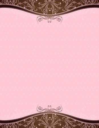pink background with decorative ornaments, vector illustrationのイラスト素材