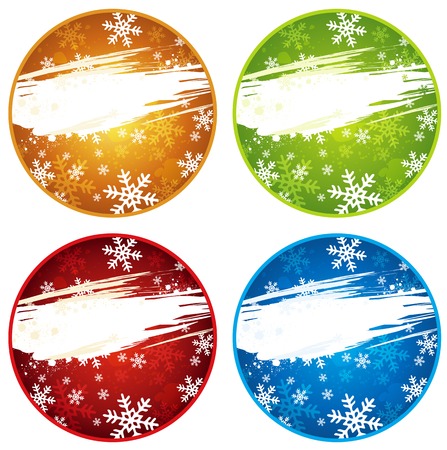 color christmas labels with snowflakes, vector illustrationのイラスト素材