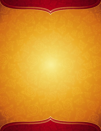 golden background with decorative roses, vector illustrationのイラスト素材