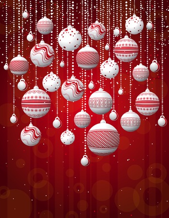 red card with christmas balls, vector illustrationのイラスト素材