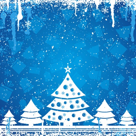 blue christmas card, vector illustrationのイラスト素材