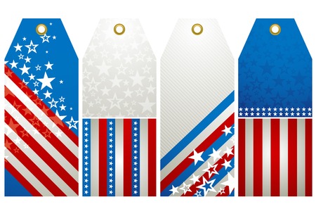 four  labels with elements of usa banner, vector illustrationのイラスト素材