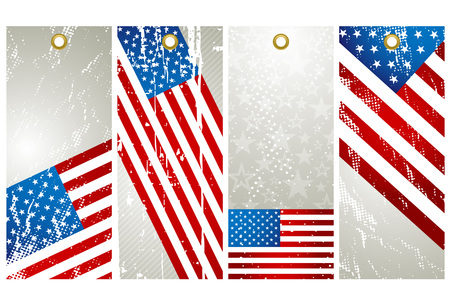 four  labels with elements of usa banner, vector illustrationのイラスト素材