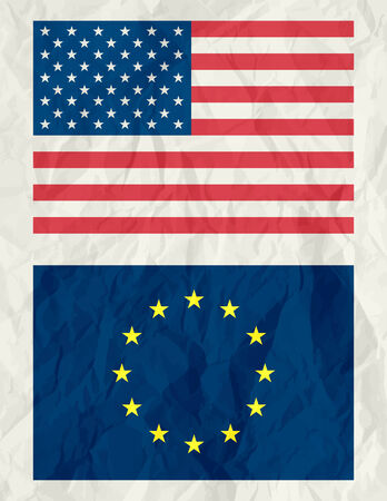usa and euro flag ,vector illustrationのイラスト素材