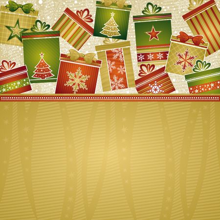 christmas background with gifts, vector illustrationのイラスト素材